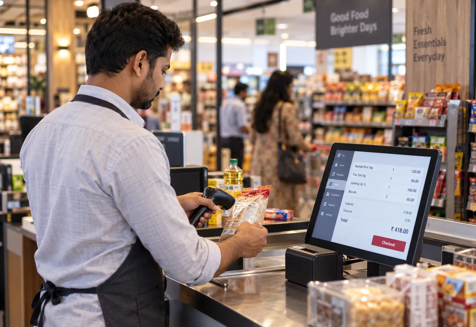 Store billing counter running Leiten's POS software